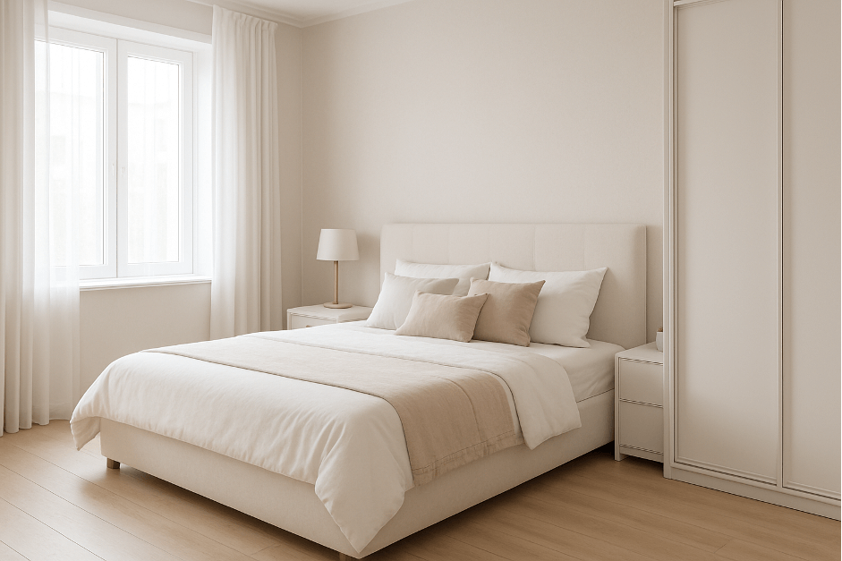 Дизайн спальни с белой мебелью