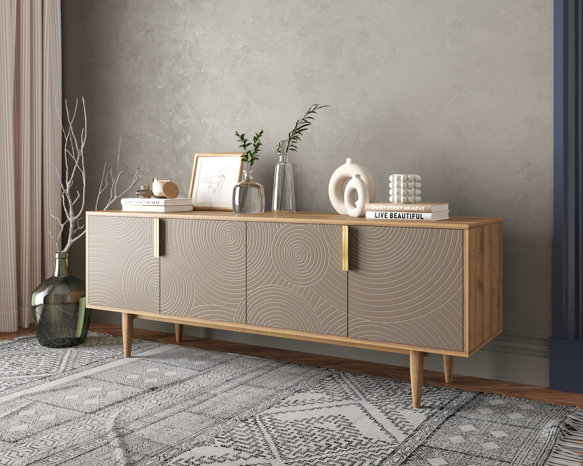 заказать Комод под TV с четыремя дверками "Line" R21/beige