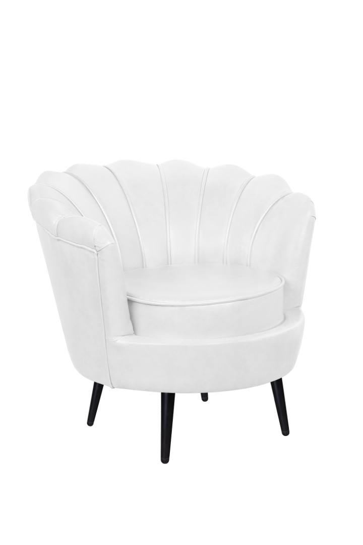 купить Низкое кресло ракушка Pearl White на черных ножках