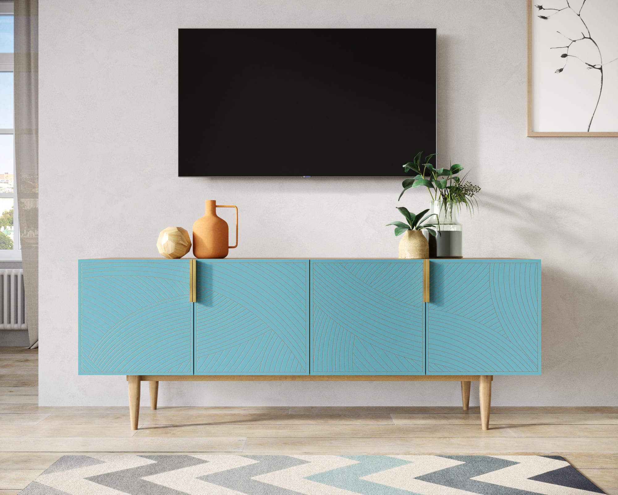 Комод под TV с четыремя дверками "Line" LN06/GR1/blue в интернет-магазине