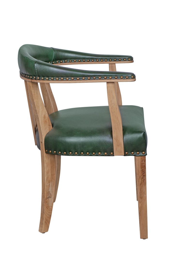 заказать Мягкий стул с подлокотниками Tanner Green Leather