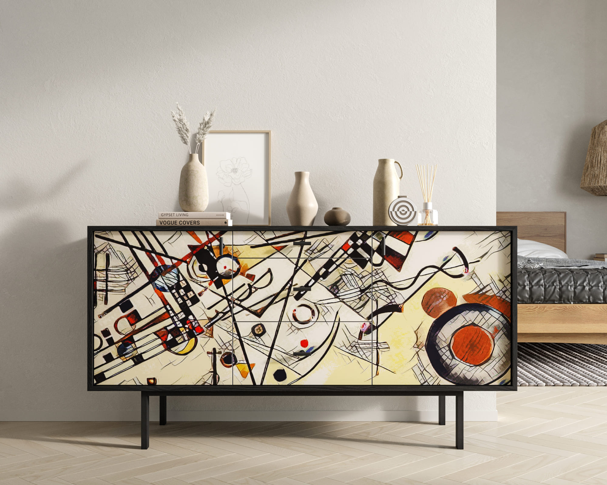 Комод две дверки и три ящика "Emerson" by Kandinsky арт EM08/Print_01 в интернет-магазине