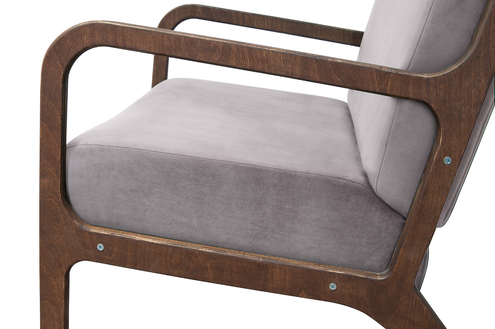 Низкое кресло с деревянными подлокотниками Mody Grey серый в интернет-магазине