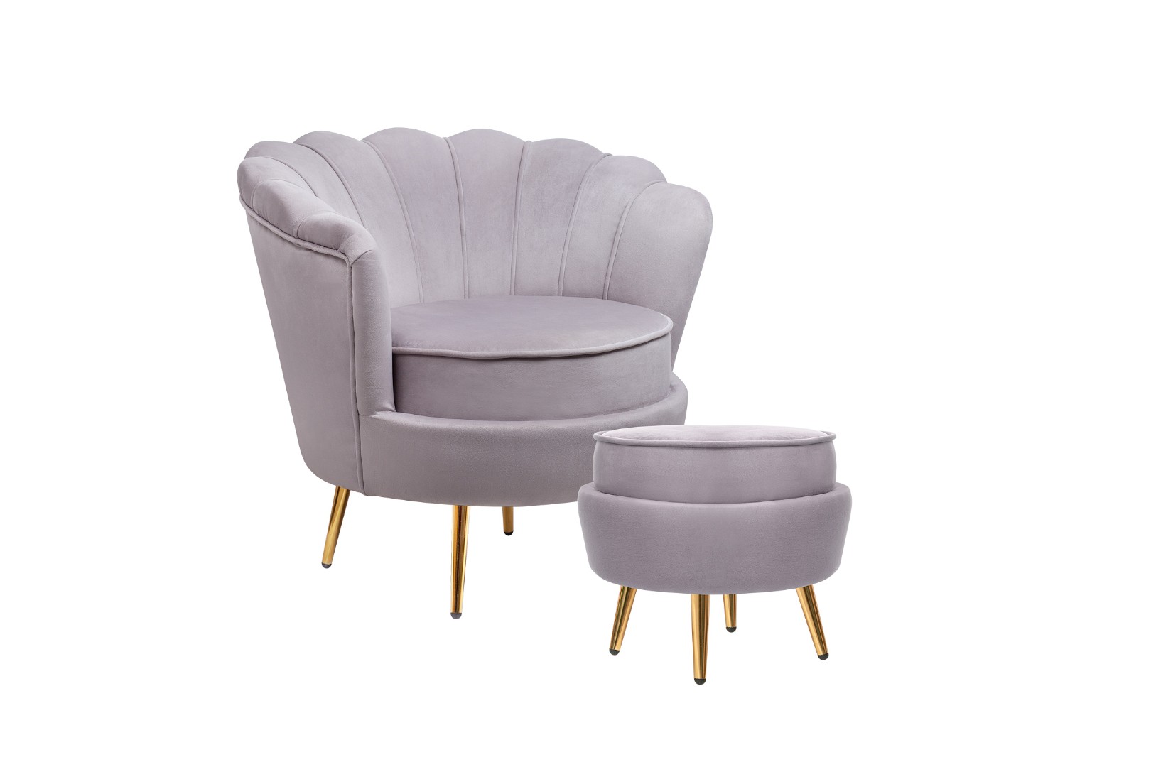 купить Кресло с пуфом ракушка Pearl Grey