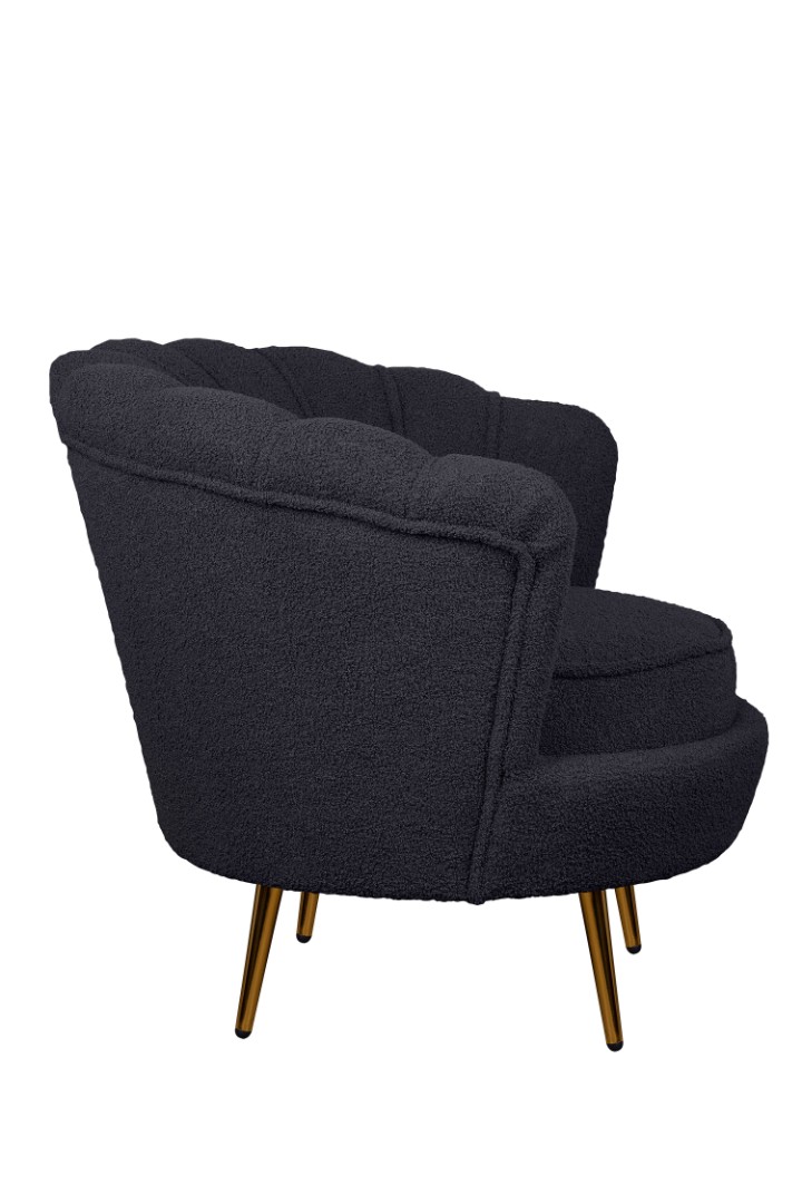 заказать Низкое кресло ракушка Pearl Black Boucle