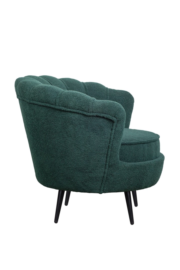 заказать Низкое кресло ракушка Pearl зеленый Boucle на черных ножках в Москве заказать Низкое кресло ракушка Pearl зеленый Boucle на черных ножках