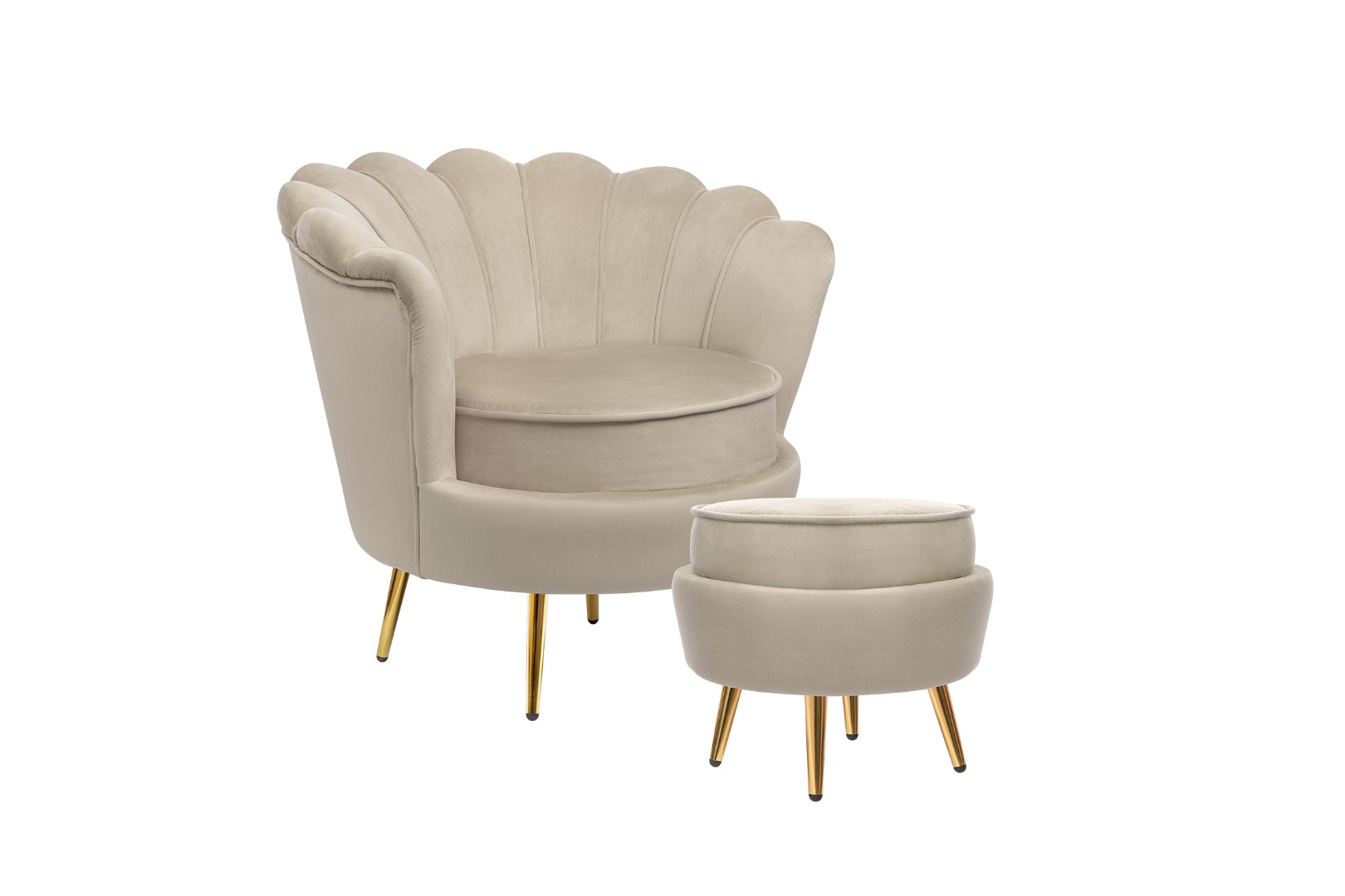 купить Кресло с пуфом ракушка Pearl Taupe