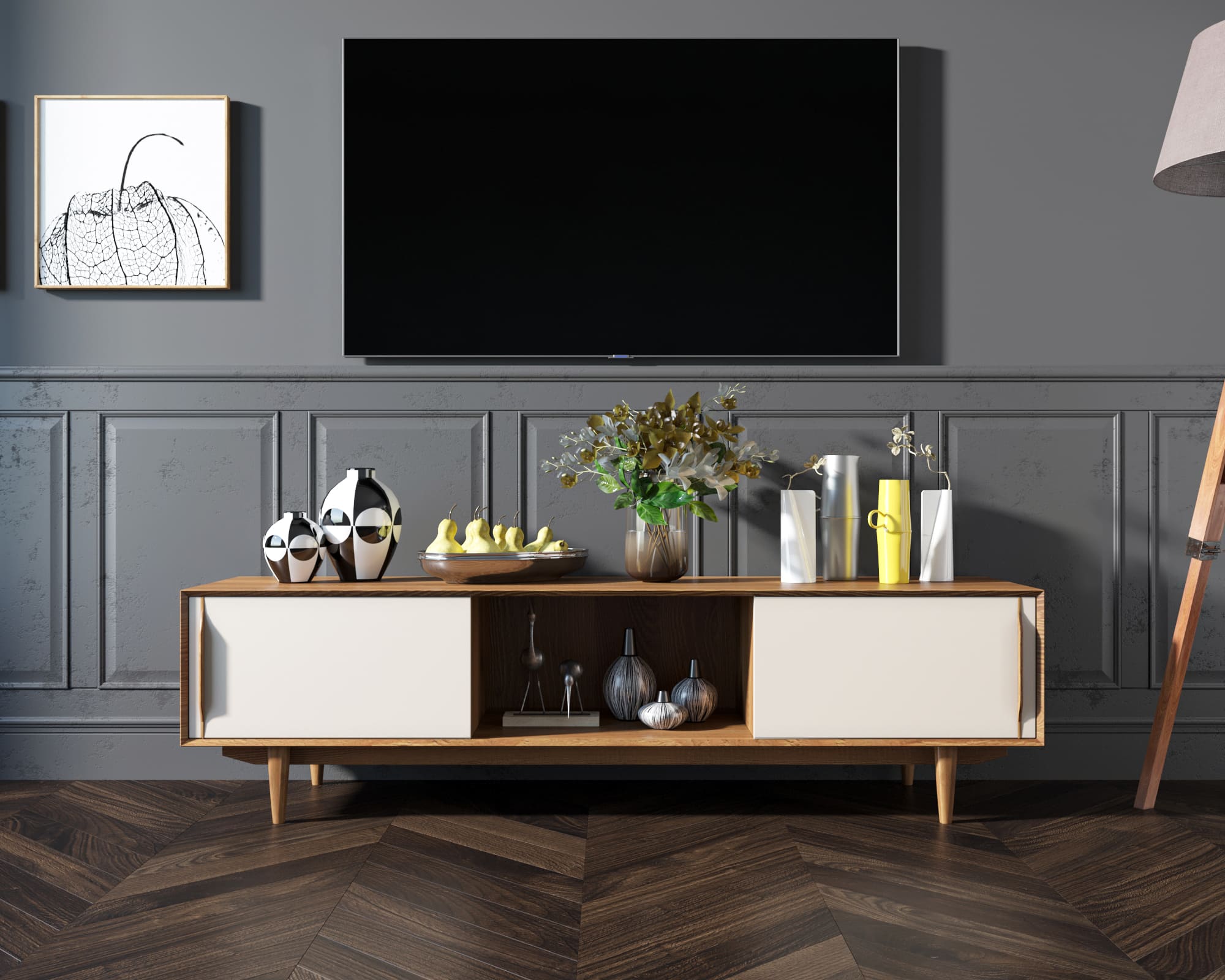 фото Консоль в Скандинавском стиле под TV "Bruni white" арт BR-22WH
