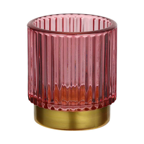 422506 Подсвечник рождественский BEZAMBY, стекло, металл/красный,золото, 70?80х70 мм