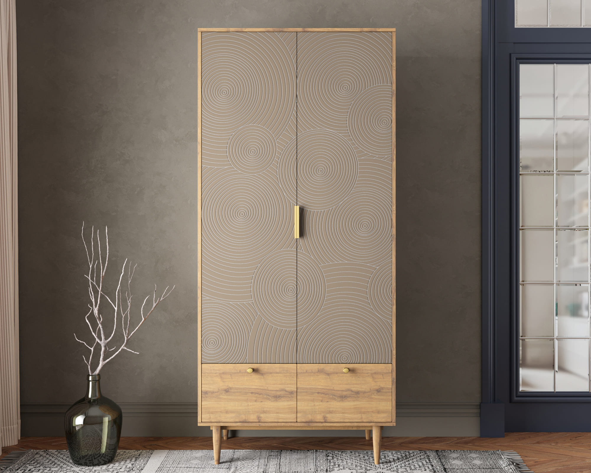 Шкаф двухстворчатый  с ящиками "Line" R26/beige в интернет-магазине