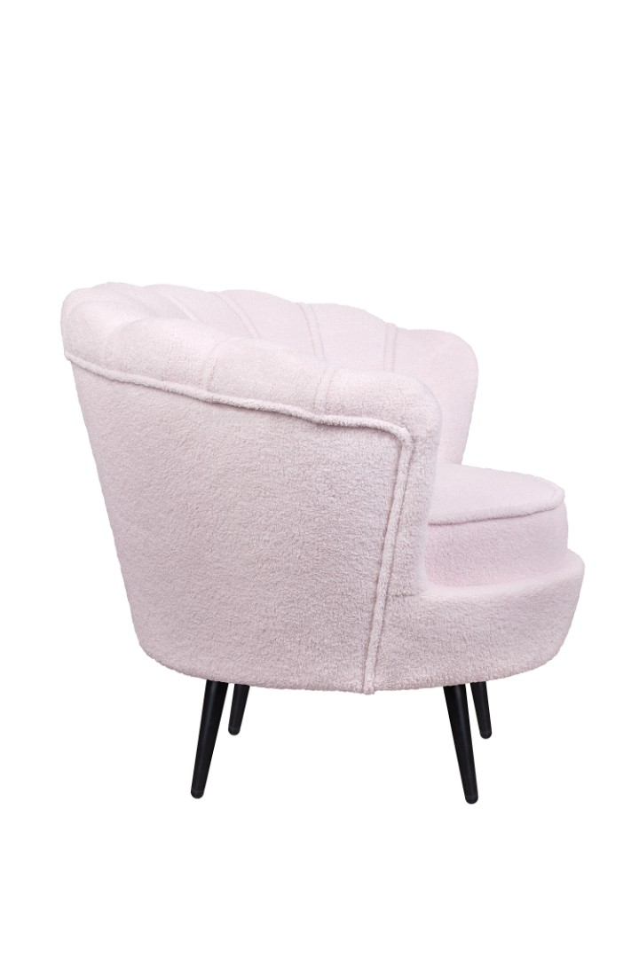 заказать Низкое кресло ракушка Pearl Pink Boucle на черных ножках в Москве заказать Низкое кресло ракушка Pearl Pink Boucle на черных ножках