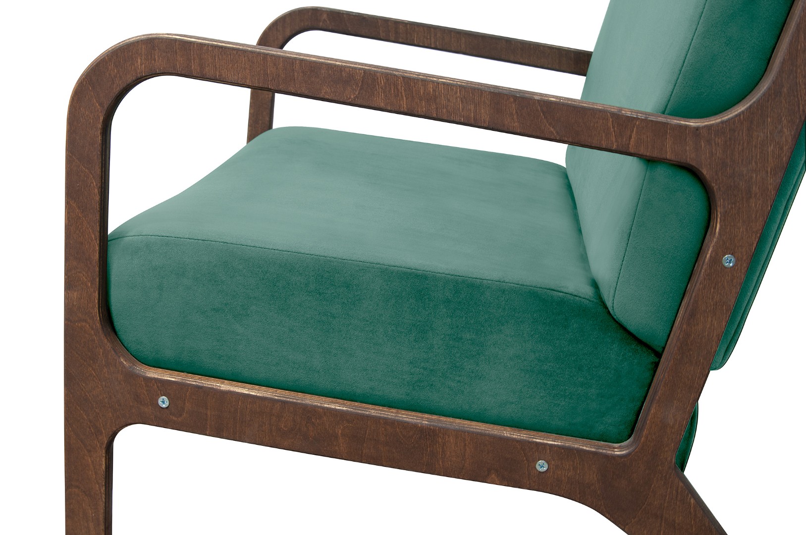 Низкое кресло с деревянными подлокотниками Mody Green V2 цвет зеленый в интернет-магазине