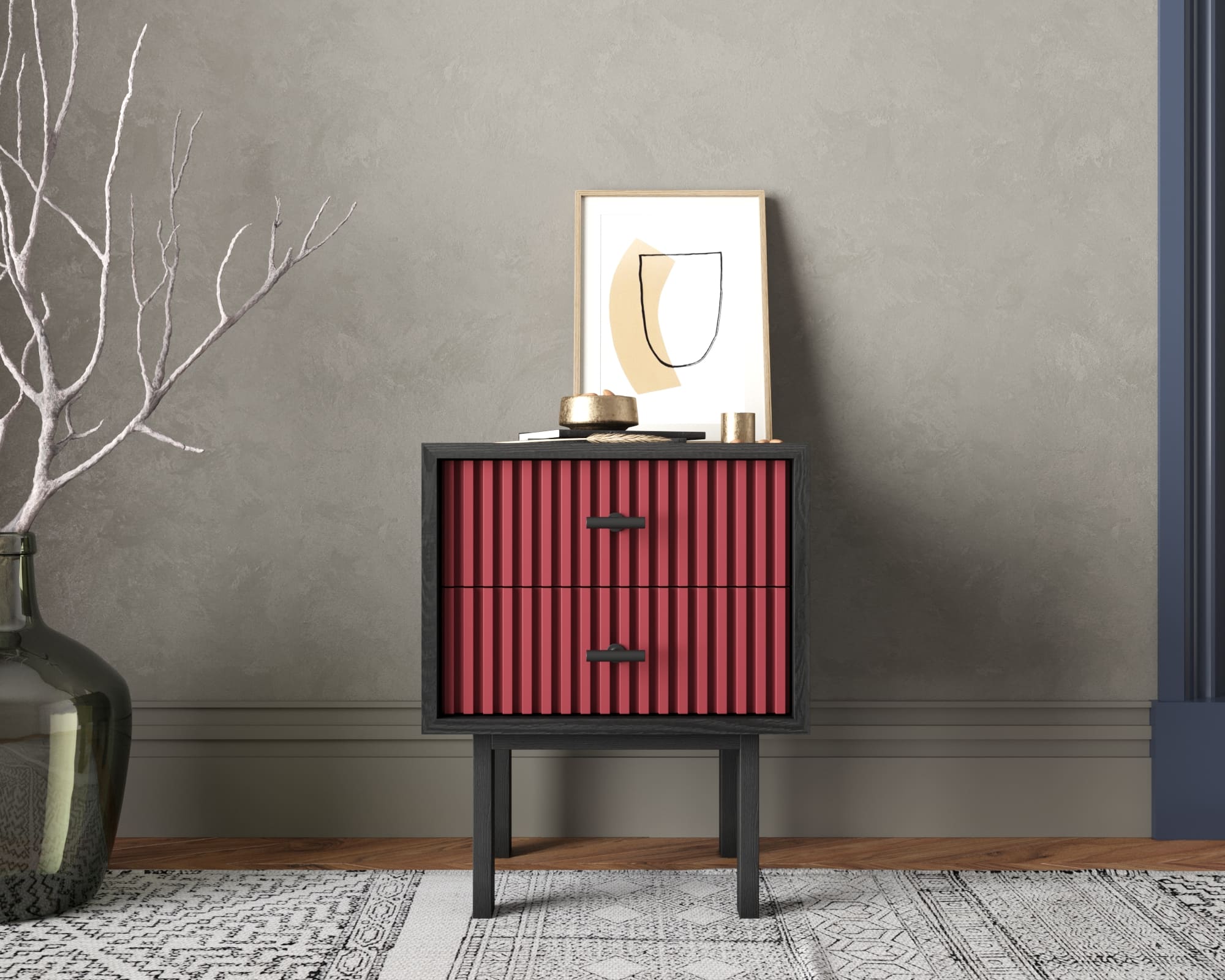 Тумбочка с двумя ящиками "Emerson" арт EM16/red/L в интернет-магазине