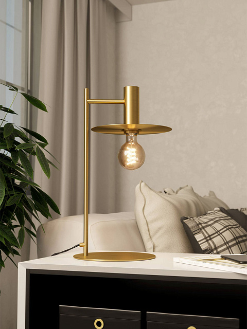 900734 Настольная лампа ESCANDELL, 1X40W (E27), H470, сталь, черный, матовая латунь