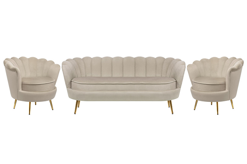 Комплект кресел и дивана ракушка Pearl Triple Taupe