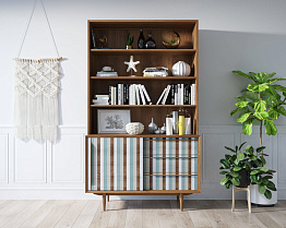 Стеллаж "Bruni print 1" с дверками арт BR-01/print_1