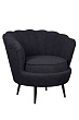 Низкое кресло ракушка Pearl Black Boucle на черных ножках №1