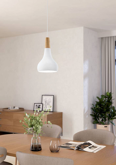 901177 Подвес SABINAR, 1х40W(E27), ?180, сталь, белый/дерево, коричневый в Краснодаре 901177 Подвес SABINAR, 1х40W(E27), ?180, сталь, белый/дерево, коричневый