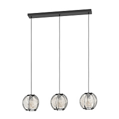 44007 Подвесной светильник WAVERTON, 3х40W (E27), L920, B220, H1100, сталь черный / текстиль, дерево, белый, черный