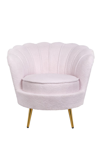 Низкое кресло ракушка Pearl Pink Boucle