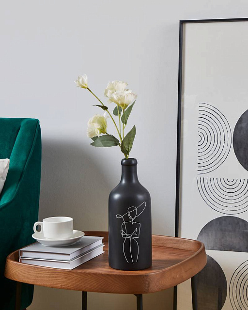 421119 Ваза декоративная KITAKATA, H300, ?130, керамика, черный, белый в Краснодаре 421119 Ваза декоративная KITAKATA, H300, ?130, керамика, черный, белый