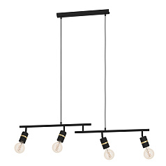900177 Подвесной потолочный светильник LURONE, 4x10W, E27, L1000, B50, H1100, сталь, черный, латунь