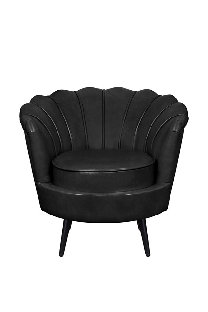Низкое кресло ракушка Pearl Black V2 на черных ножках