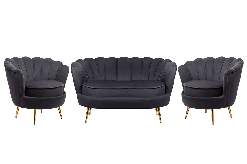 Комплект кресел и дивана ракушка Pearl Double Black