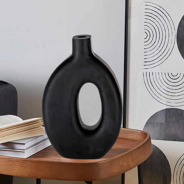 421266 Ваза декоративная MELOBODY, L230, B75, H340, дерево, черный в Краснодаре 421266 Ваза декоративная MELOBODY, L230, B75, H340, дерево, черный