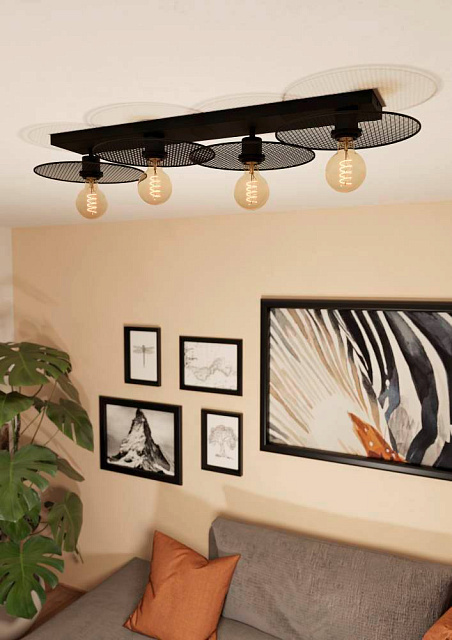 43729 Потолочный светильник IKESTON, 4Х40W, E27, L950, B330, H120, сталь, черный