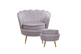 Кресло с пуфом ракушка Pearl Grey №0