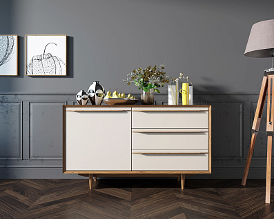 Комод "Bruni white" с ящиками и дверкой арт BR-02WH