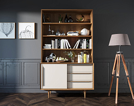 Стеллаж "Bruni White" с дверками арт BR-01WH