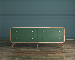 Комод "Ellipse" с изумрудными накладками арт EL01G