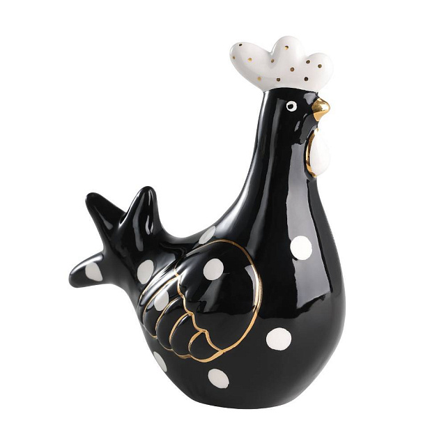 427921 Фигурка Курица LANDJUT L110, B58, H120 керамика, черный, белый, золотой в Краснодаре 427921 Фигурка Курица LANDJUT L110, B58, H120 керамика, черный, белый, золотой