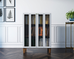 Шкаф-буфет "Andersen" малый с рифлеными стеклами арт AN18/1WH