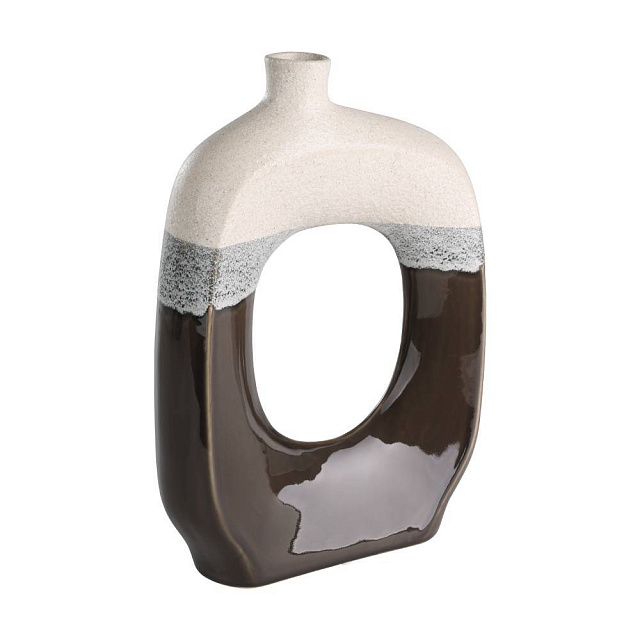 421518 Ваза керамическая IWATE, L280, B80, H400, керамика, бежевый, черный в Краснодаре 421518 Ваза керамическая IWATE, L280, B80, H400, керамика, бежевый, черный