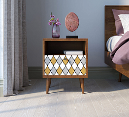 Тумбочка "Berber" с одним ящиком 22 принт арт BB06/Print_22, разноцветная