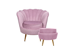 Кресло с пуфом ракушка Pearl Pink в Краснодаре