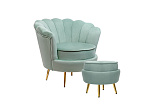 Кресло с пуфом ракушка Pearl Green №1