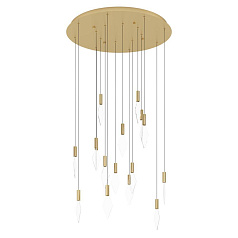 390361 Люстра диммируемая MIRADOR, 16X3,3W (LED), 3000K, 5440lm, ?780, сталь, латунь, золотой/пластик, прозрачный