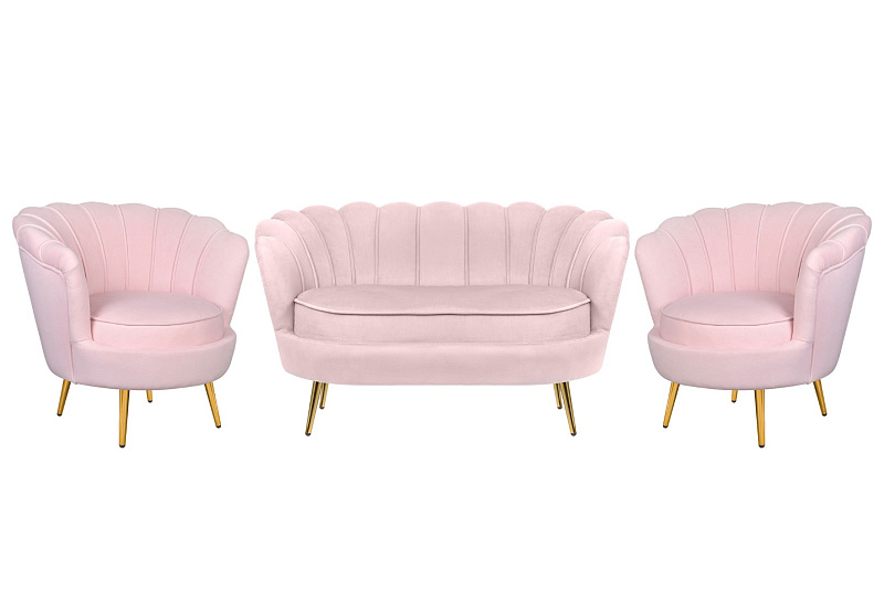 Комплект кресел и дивана ракушка Pearl Double Pink V2