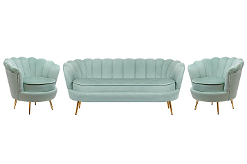 Комплект кресел и дивана ракушка Pearl Triple Green