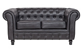 Диван из черной кожи Chesterfield Black Leather 2S №0