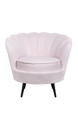 Низкое кресло ракушка Pearl Pink Boucle на черных ножках в Краснодаре