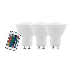 Лампа светодиодная диммируемая RGB с пультом упр-я, 3х4W (GU10), 3000K, 220lm