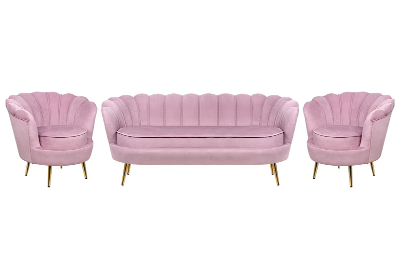 Комплект кресел и дивана ракушка Pearl Triple Pink