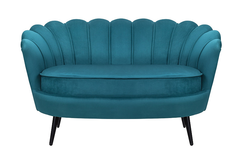 Диван ракушка Pearl Double Marine Velvet на черных ножках