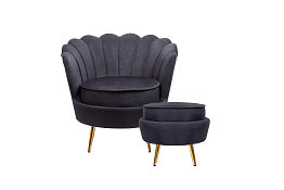 Кресло с пуфом ракушка Pearl Black в Краснодаре