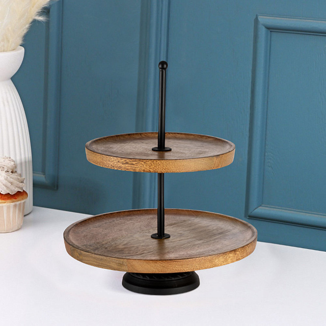 427141 Блюдо-этажерка декоративное MAKILALA, H295, ?250, дерево, сталь, натуральный в Краснодаре 427141 Блюдо-этажерка декоративное MAKILALA, H295, ?250, дерево, сталь, натуральный